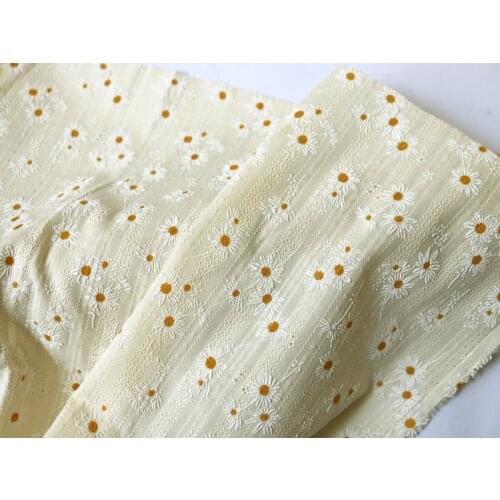 1 meter X 1.45 meter Daisy Floral Lace Embroidery Cotton Fabric Material For Shirt Dress Table Cloth