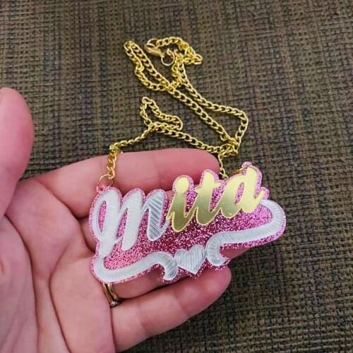 Gosun Personality Custom Name Acrylic Bamboo Earrings Necklace Cartoon Rainbow Name Women Jewelry Baby Gifts Set Custom Earrings