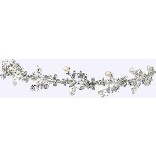 Quality handmade SLV crystal pearls metal floral headband Party Wedding bridal hair accessories 3Pcsx