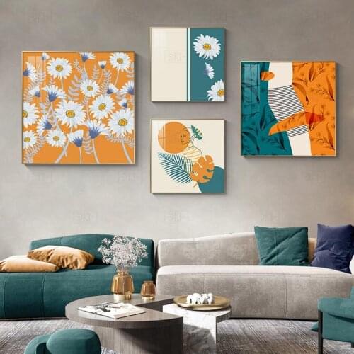 Scandinavian Style Plants Poster Abstract Line Girl Decorative Picture Modern Wall Art Paintings for Living Room Home Decor