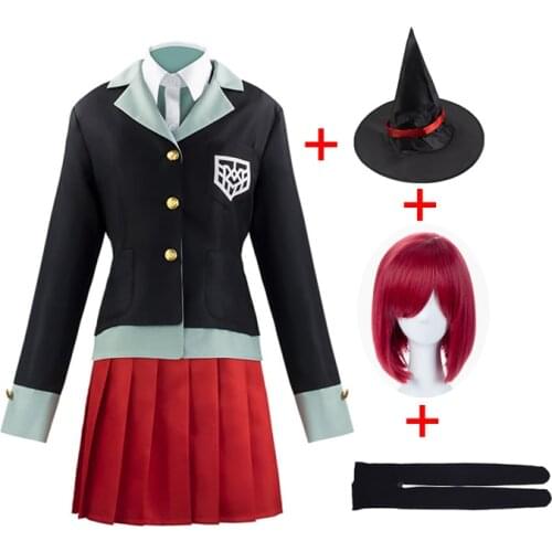 Anime Danganronpa Yumeno Himiko Full Cosplay Costume Halloween Carnival Student Uniform Cosplay Red Wig