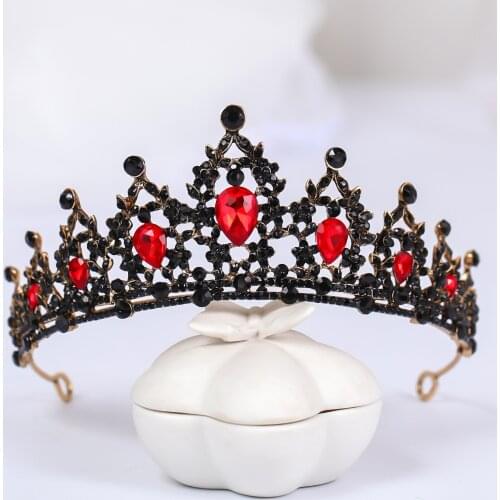 Red Crystal Crown Bride Hair Accessories Rhinestone Crystal Wedding Accessories Crown Tiara Headpiece
