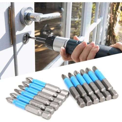 Cross Head Bit 12pcs/set 50mm Non-Slip Magnetic Cross Screwdriver Bits 1/4 Inch Hex Shank S2 Alloy Steel