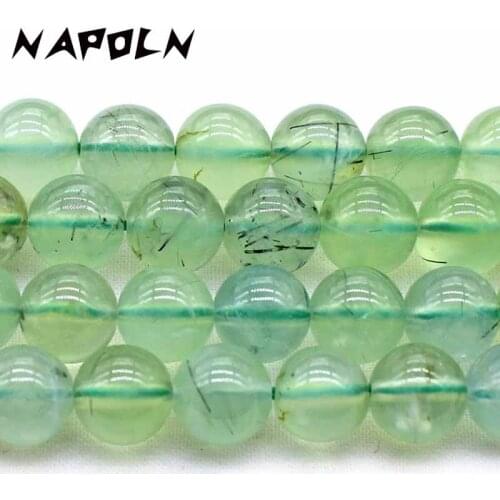 Green Prehnite Beads Round Loose Spacer For Jewelry Natural Smooth Stone Beads DIY Making Bracelet 15'' Pick Size 4 6 8 10 12mm