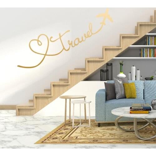 Love Travel Art Font Wall Sticker Self-adhesive PVC Travel Theme Wall Decal for Living Room Bedroom Background Wallpaper