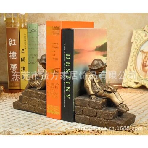 Little boy reading funny book by C bird home accessories American interior decoration crafts ornaments study