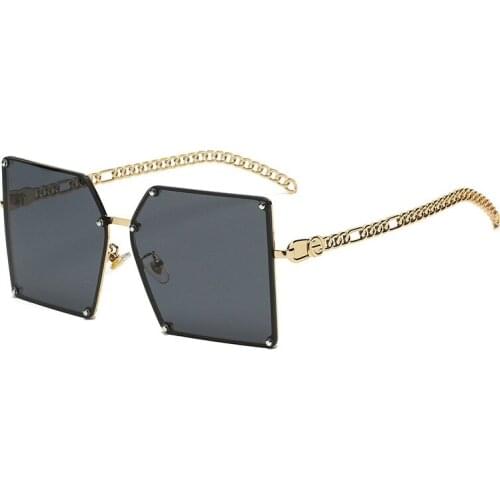 Fashion Vintage Oversized Square Sunglasses Women Luxury Brand Designer Popular Travel Rivet Rimless Sun Glasses Female UV400