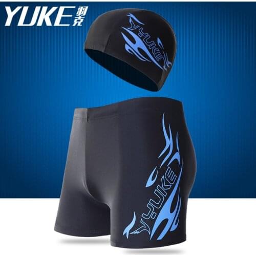 YUKE Men Print Cap Swimwear Comfort Adult Dry Quick Swimsuit Swimming Goggles Cap Set