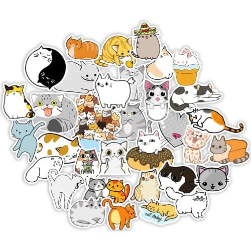 50Pcs Cute Cat Stationery Stickers Kawaii Cartoon Decor Sticker List Diary Sticker For Kids DIY Scrapbooking Diary Albums