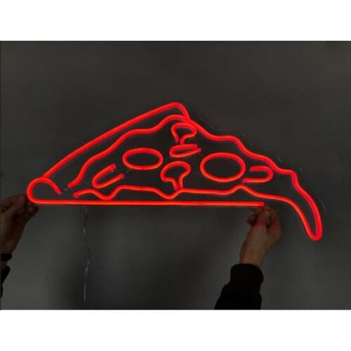Custom Pizza Neon Sign Light Flex Transparent LED Wall Window Hanging Acrylic Decor Indoor Outdoor for Home Room Sale Shop