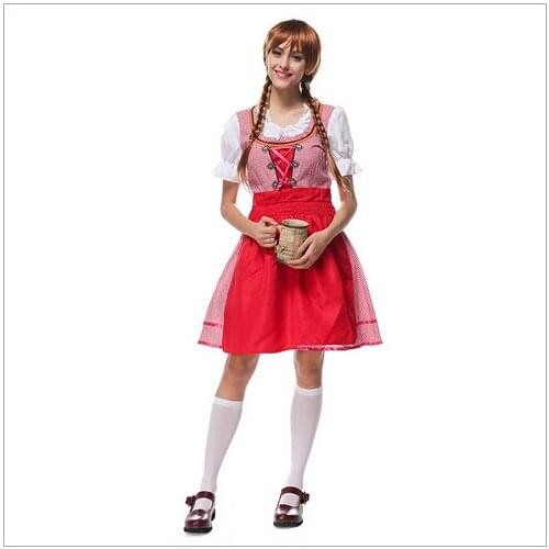 2016 new hot Party Cosplay Carnival Maid Costumes For Women Octoberfest Bavarian Oktoberfest German Beer Girl Costumes M L XL
