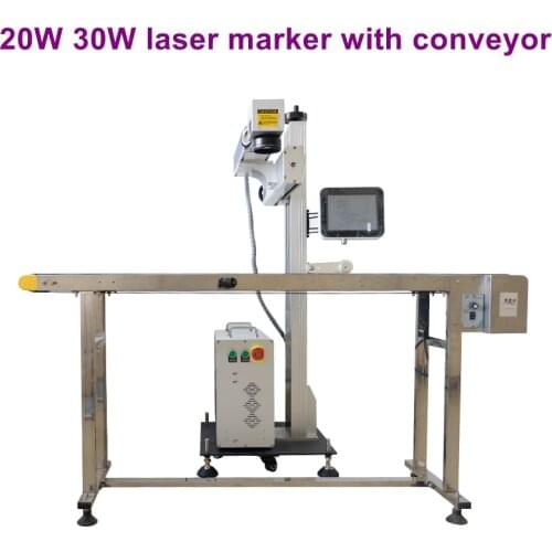 Online Fiber flying flight laser marking engraving machine raycus laser source for metal tube pipe