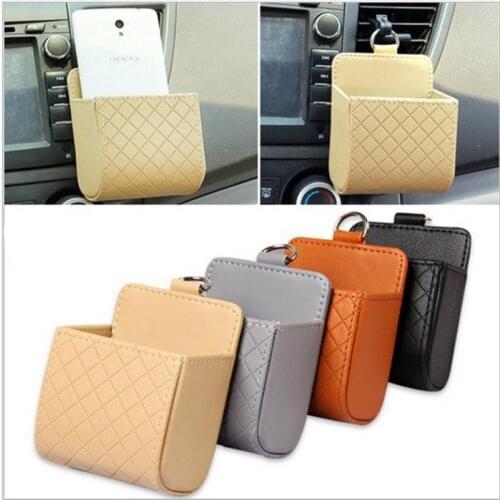 Car Outlet Vent Seat Back Tidy Storage Box PU Leather Coin Bag Case Pocket Organizer Hanging Holder Pouch Automobile Accessories