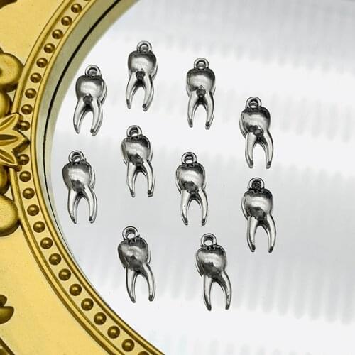 10Pcs Charms Tooth Teeth Antique Silver Color Plated Pendant Accessories For Jewelry Making Earring DIY Handmade Tibetan Finding
