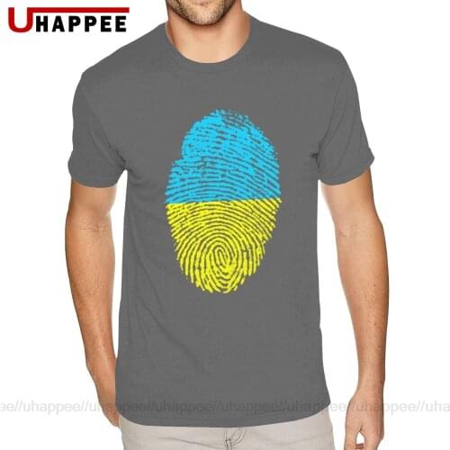 Christmas Ukraine Flag Fingerprint T-Shirts for Men Top Quality Short Sleeved Pure Cotton Round Neck Tees Shirts