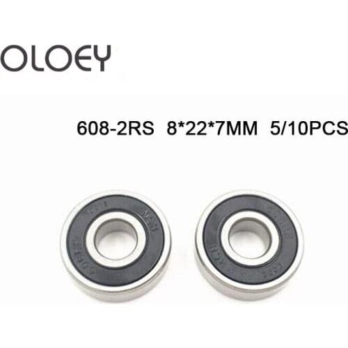 Good 5/10Pcs/set 608 2RS Ball Bearing ABEC-1 8X22X7 mm Deep Groove Steel Sealed Ball Bearings 608RS Z3V3 608-2RS 608rs Bearing