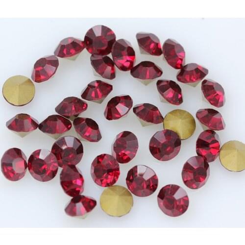 Ss2-ss45 dark siam Cz Crystal Nail Art Rhinestone Transparent Round Pointed Foiled Back Glass Strass jewelry making bead