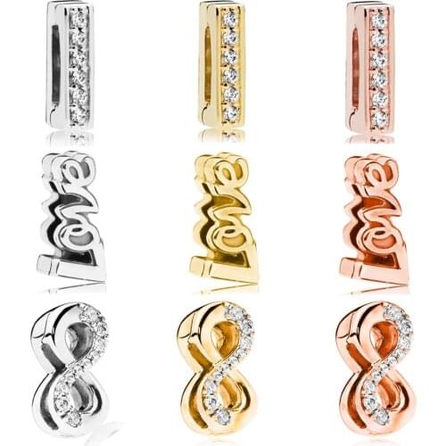 Sparkling Infinity Timeless Reflexions Love Letter Clip Charm Fit Europe Bracelet 925 Sterling Silver Bead Diy Jewelry