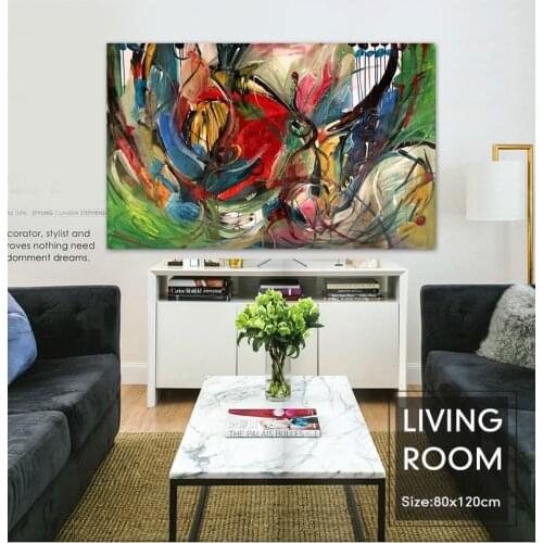 Street art graffiti faction Modern abstract painting red green graffiti painted original home decor office canvas art wall