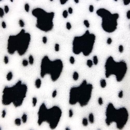 Ultra Soft Faux Fur Short Hair Cow Pattern Printed Plush Fabric Black White Spots Fur Fabric For Toys Hats Clothing Boots DIY