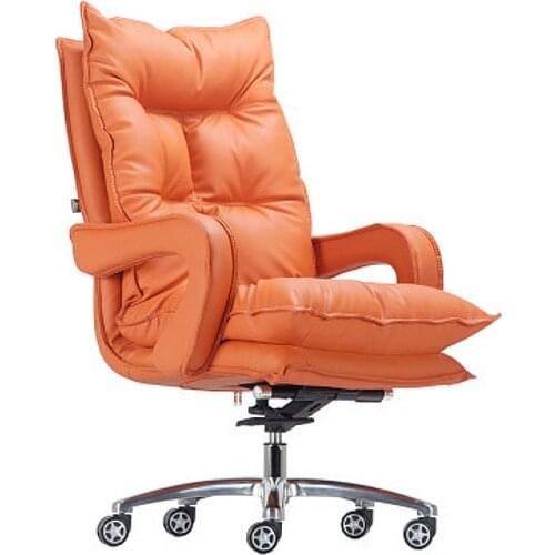 Thicken Double Layer Office Boss Chair Lifted Rotated Household Reclining Computer Chair Simple Style PU Leisure Swivel Chair