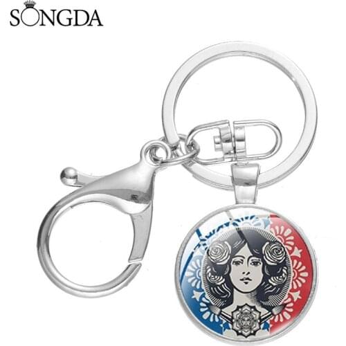 Vintage France Statue Of Liberty Marianne Lobster Clasp Keychain Travel Souvenir Art Photo Key Chain Ornament For Women Men Gift