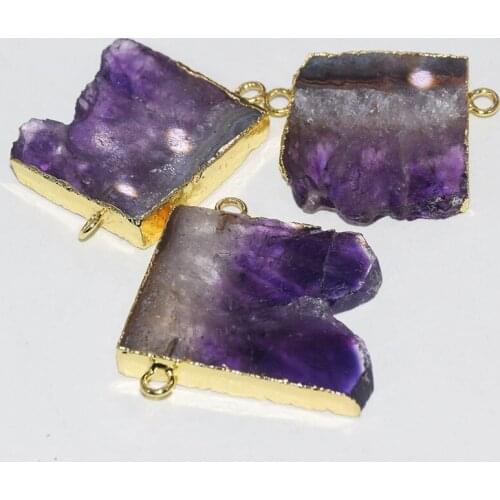 Raw Natural Slice Geode Druzy Amethysts stone connector femme 2019 Jewellery Purple Crystal Quartz pendant for women accessories