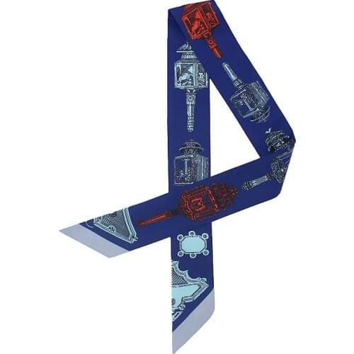 2019 New Design Light Tower Print Women Silk Scarf Headband Scarf Brand Tie Handle Bag Decorative Ribbons Small Long Scarves