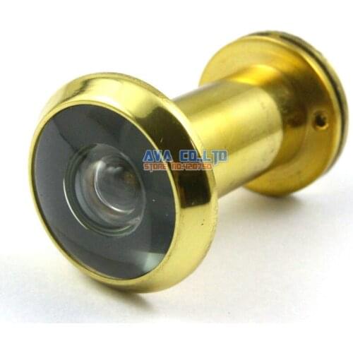 Gold Tone Brass 220 Degree Angle Door Viewer Peephole w Cover 35-55mm