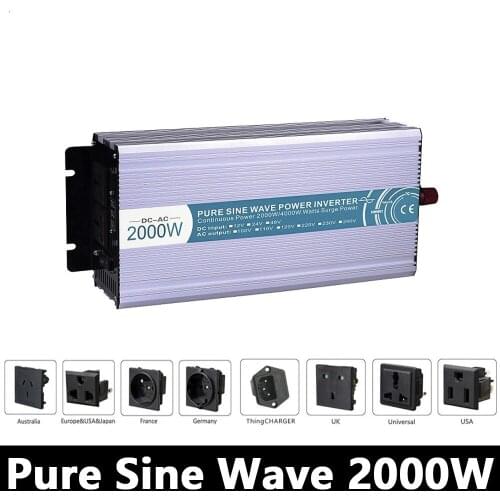 2000W Pure Sine Wave Inverter,DC 12V/24V/48V To AC 110V/220V,off Grid Power Inverter Work With Solar Wind Battery Panel
