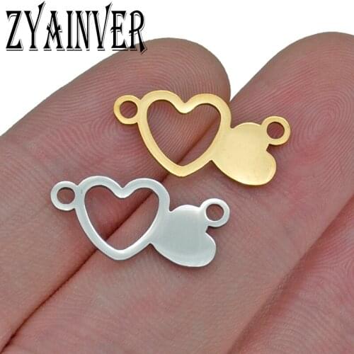 5pcs Stainless Steel Hollow Out Heart Charms Gold Love Connector Pendants DIY Handmade Jewelry Making Necklace Bracelet Findings