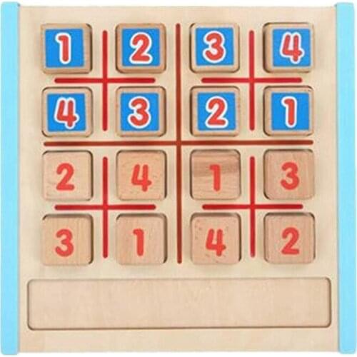 Wooden Sudoku Board Game with Drawer - Math Brain Teaser Desktop Toys - Logic Thinking Puzzle Toy for Kids Wooden Toys