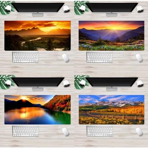 Mountain Scenery Sunset Game Animation Gaming Mousemat XL Large Gamer Soft Keyboard PC Desk Mat Takuo Computer Tablet Mousepads