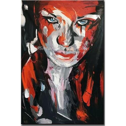 Mintura Art For Living Room Home Oil Paintings on Canvas Handmade The Angry Woman Morden Home Decoration Wall Sticker No Framed