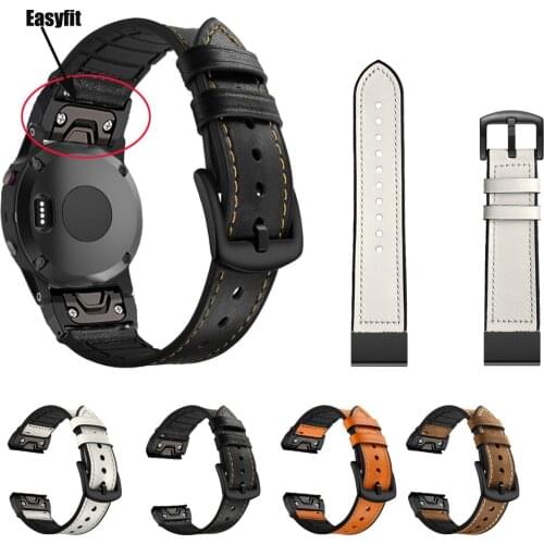 For Garmin Fenix 6 Pro/Sapphire 5 6 5X 6X 3/3HR 5 Plus Wristband Quick Fit 26mm 22mm Leather Watch Band For Forerunner 935/945