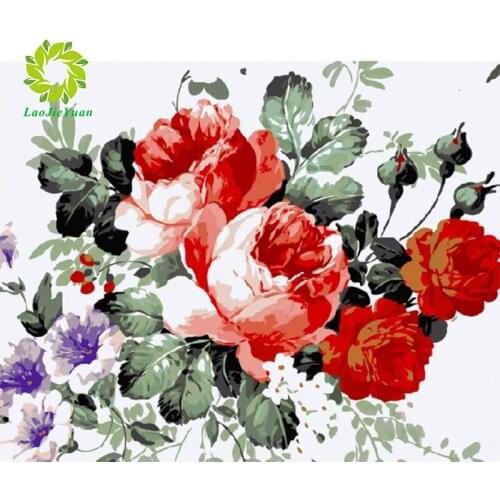 Round full diamond landscape 5D diamond painting Red flowers DIY diamond embroidery kit mosaic home decoration