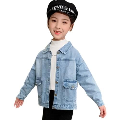 Coat For Girl Letter Girls Denim Jacket Embroidery Outerwear For Children Spring Autumn Kids Clothes