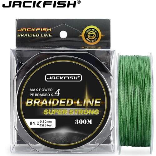 JACKFISH 4 Strand PE Braided Fishing Line 10-80LB 300M Multifilament PE Fishing Line For Carp Fishing Tackle Saltwater