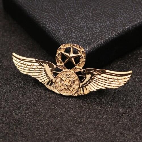 I-Remiel Glod Silver Color Metal Fashion Retro Eagle Hawk Brooch Pin Angle Wing Badge for Mens Shirt Collar Accessories