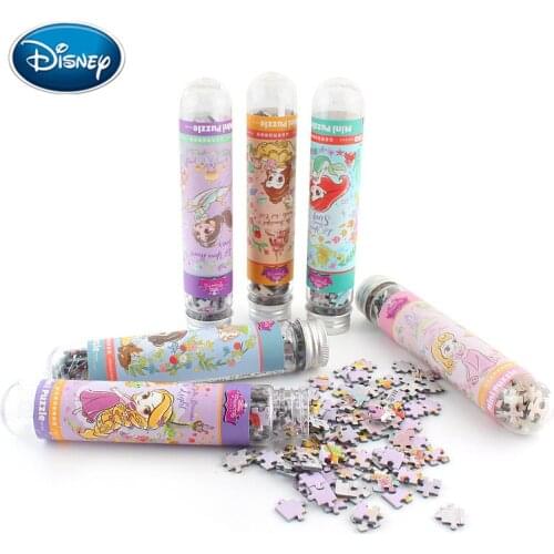 Disney 150Pcs Mini Test Tube Jigsaw Disney Princess / Avengers / Spiderman Cartoon Cute Pocket Creative Puzzles Birthday Gift
