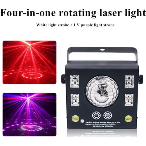 Led mini four-in-one disco light voice control music RGBW laser projector Dj light for wedding party bar