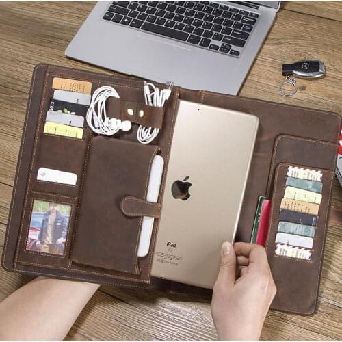 Multifunctional Apple Ipad Leather Case Cover Retro Italian Crazy Horse Leather Strap For Ipad Pro 11