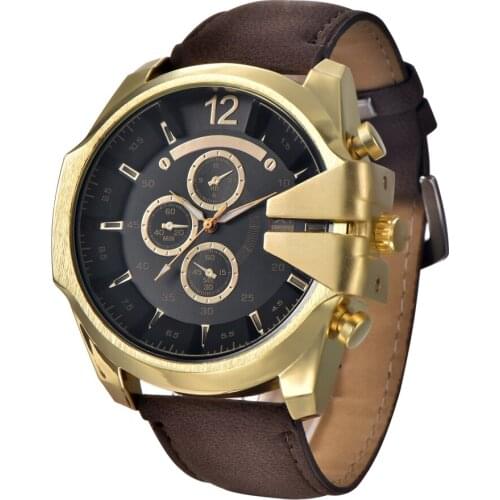 Mens Watches Fashion Leather Band Hot Brand Xinew Military Army Clock Man Large Quartz Wrist Watch Reloj Hombre Erkek Saat Black