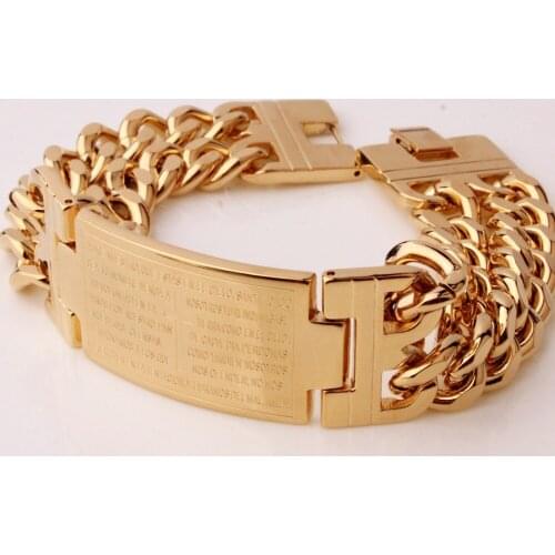 Punk Style Jesus Cross Bracelets Stainless Steel Bracelets Men Jewelry Male Charm Bangle Double Hand Chain Man Wristband