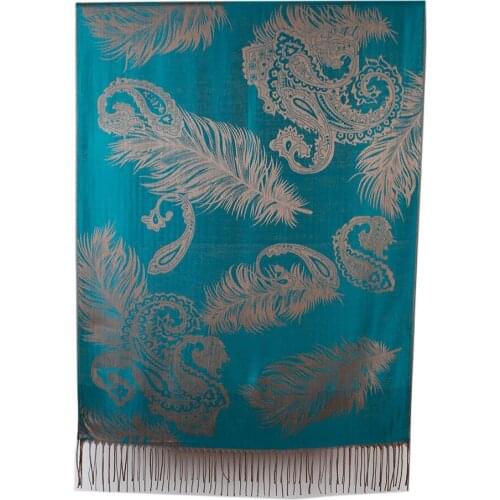 Pashmina бандана Women Mujer Hijab Scarfs Wraps Long Bufandas Invierno Silk Shawls Feather Paisley Jaccquard Stole Foulard