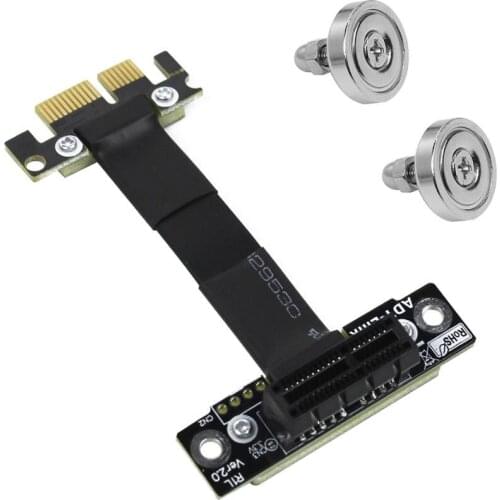 PCIe 3.0 x1 to x1 Extension Cable R11SL PCI Express 1x Riser Card Ribbon Cable 90 Degree Right Angle with Magnetic Base Bracket