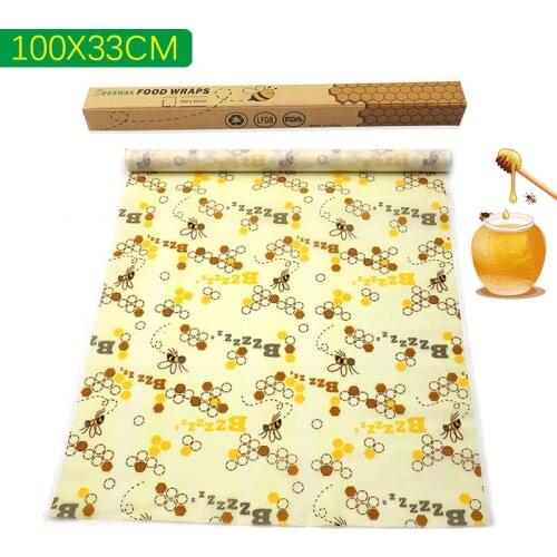 100x33cm Beeswax Food Wrap Reusable Zero Waste Eco-friendly Sustainable Seal Silicone Tree Resin Plant Oils Storage Snack Wraps