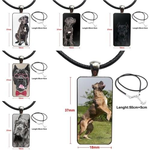 For Girls Gift Necklace Fashion Long Chain With Rectangle Necklace Jewelry Italian Dogs Cane Corso Italian Mastiff