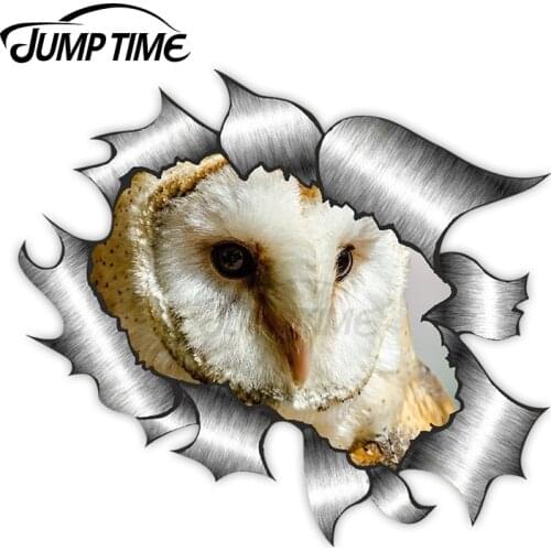 Jump Time Ripped Torn Metal Design With Barn Owl Motif External Vinyl Car Sticker for Windows Bumper