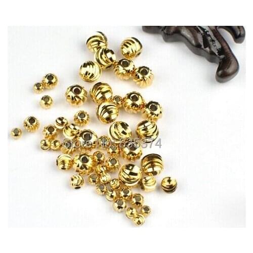 Color preserving!! 18K real gold platedCopper Spacer Beads Round Light Gold About 3.0mm-8MM approx 1.2mm